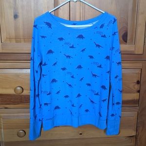 Xhilaration Dinos and fallen T-Rex "Aw Nuts" blue sweater in size med